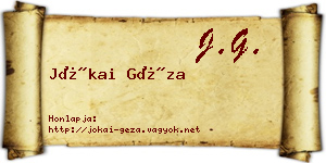 Jókai Géza névjegykártya